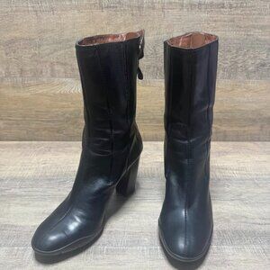 Cole Haan G Series Black Leather Block Heel Boots Women's Size 9